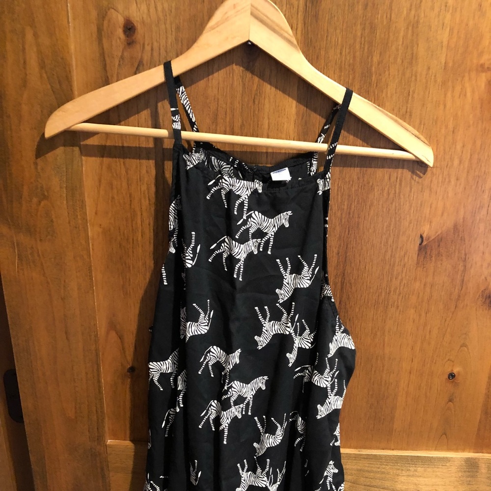 Black Zebra Print High Neck Tank Top